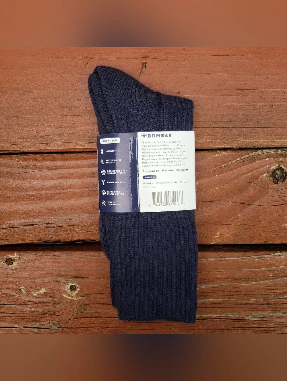 New BOMAS Dark Blue or Navy Socks - Half Calf- Size Medium
